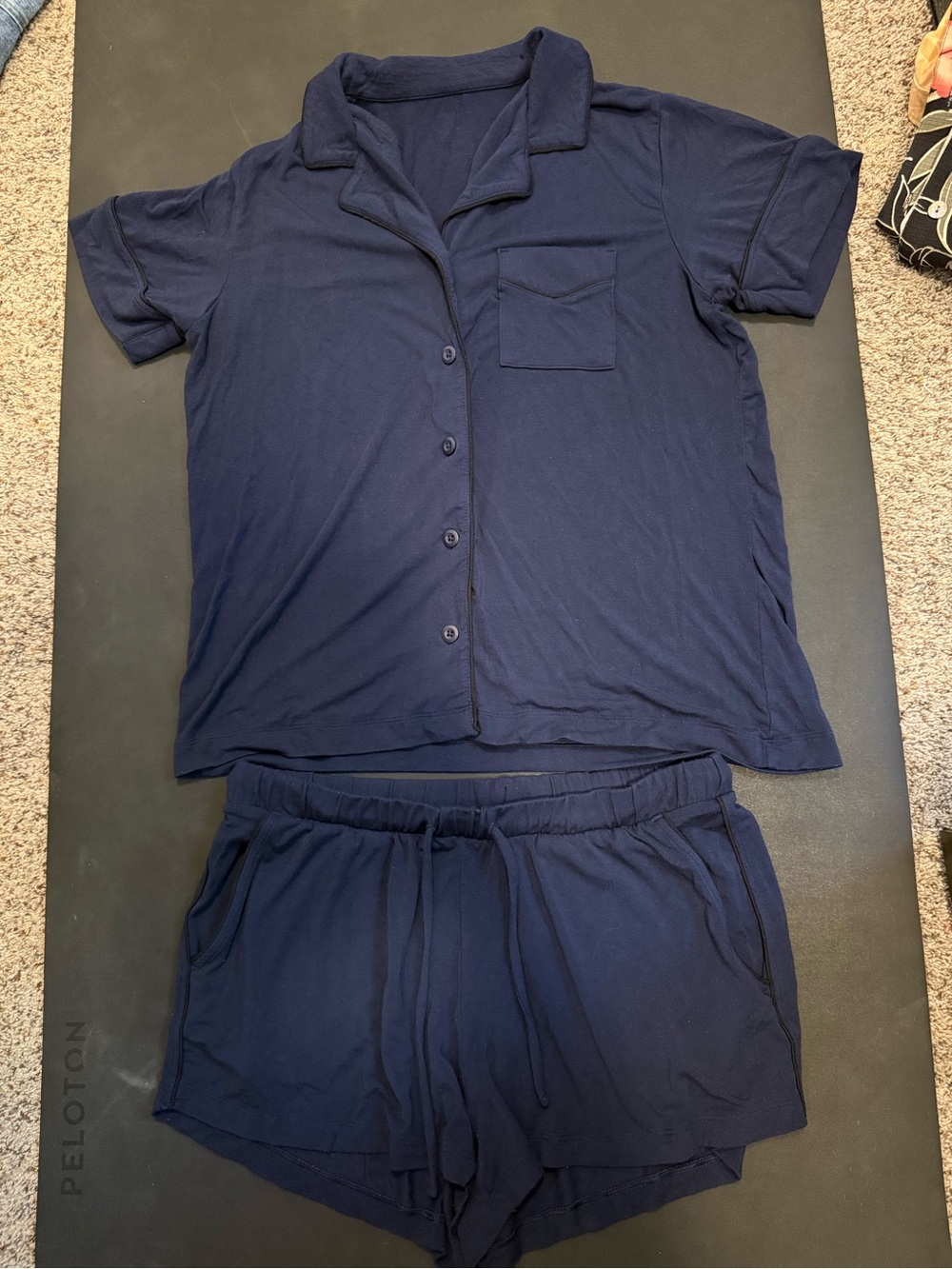 MeUndies Navy Short-Sleeve Button Pajama Set Medium